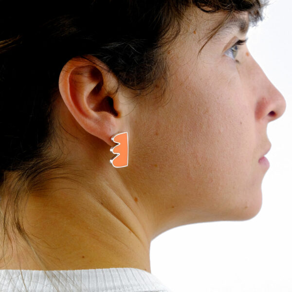 Boucles d'oreille Collection Couleur orange Laques Formes Geometrique Fontes Virgile Bruniau