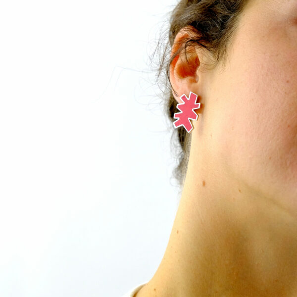 Boucles d'oreille Collection Couleur rouge Laques Formes Geometrique Fontes Virgile Bruniau