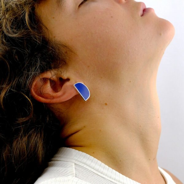 Boucles d'oreille Collection Couleur bleu Laques Formes Geometrique Fontes Virgile Bruniau